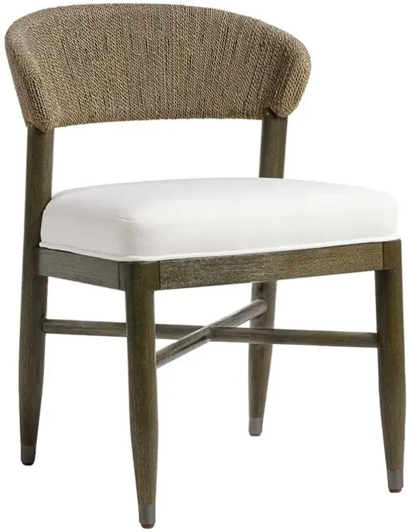 Palecek Gordon Coastal Beach White Performance Ash Grey Rope Dining Side Chair