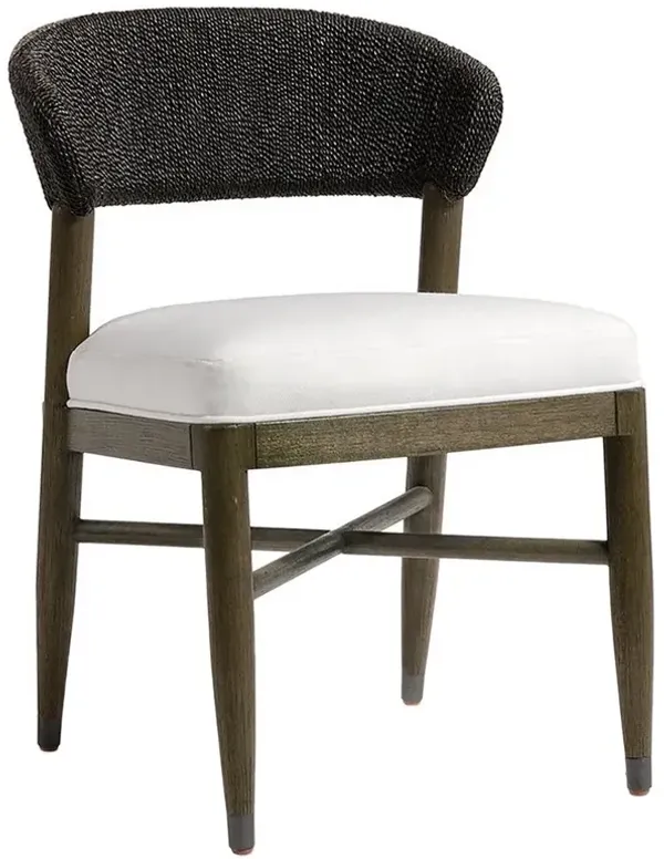 Palecek Gordon Coastal Beach White Performance Black Charcoal Rope Dining Side Chair