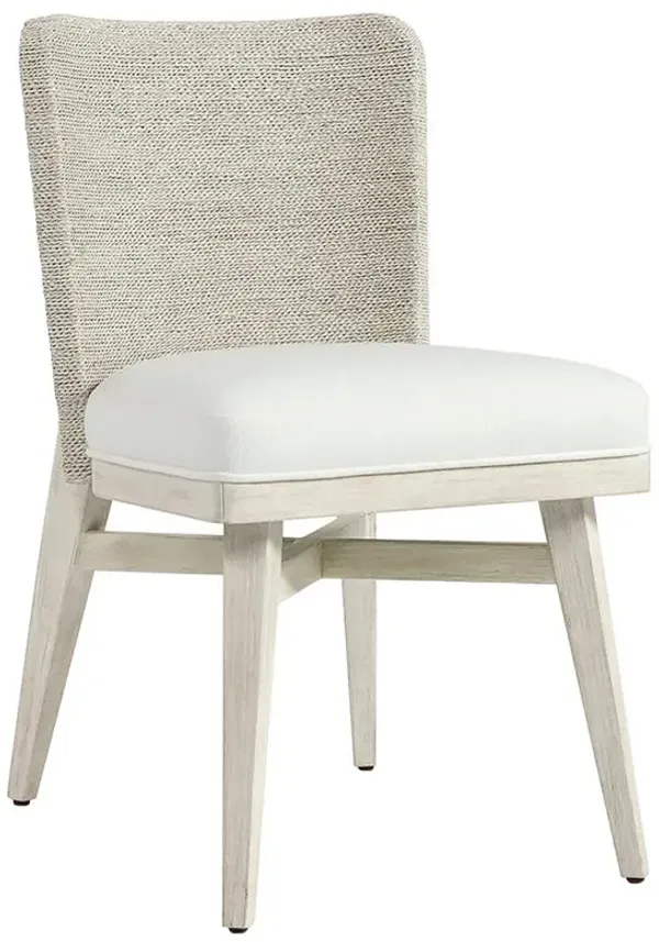 Palecek Francis Coastal Beach White Performance Whitewash Wood Woven Rope Dining Side Chair