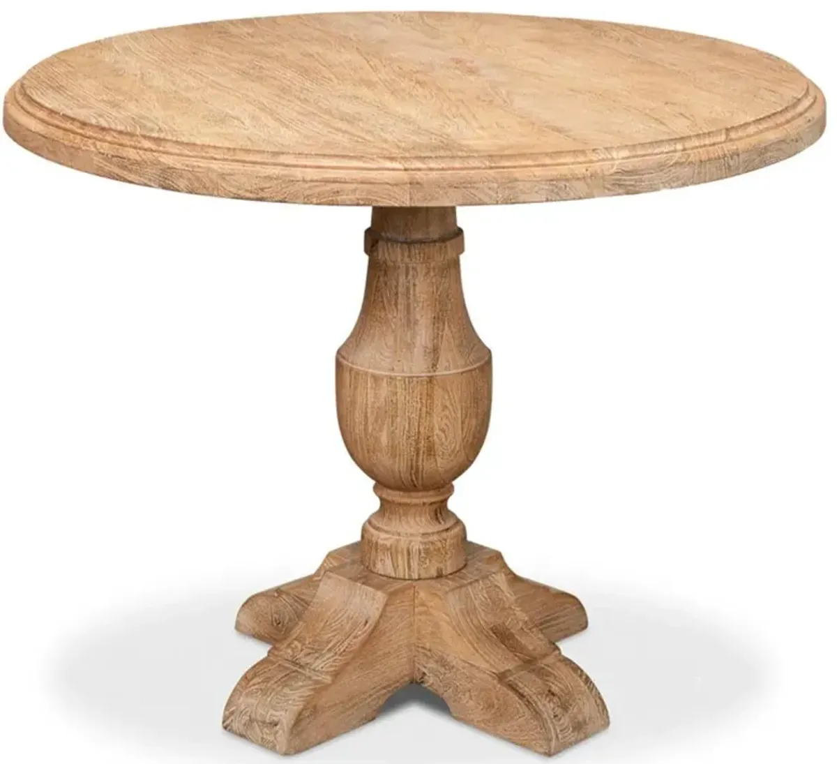 Stella French Beige Mango Wood Pedestal Base Round Bistro Dining Table - 40"W