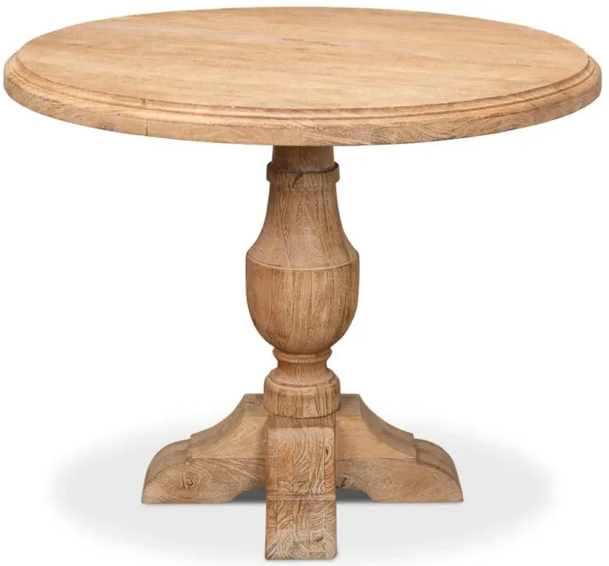 Stella French Beige Mango Wood Pedestal Base Round Bistro Dining Table - 40"W