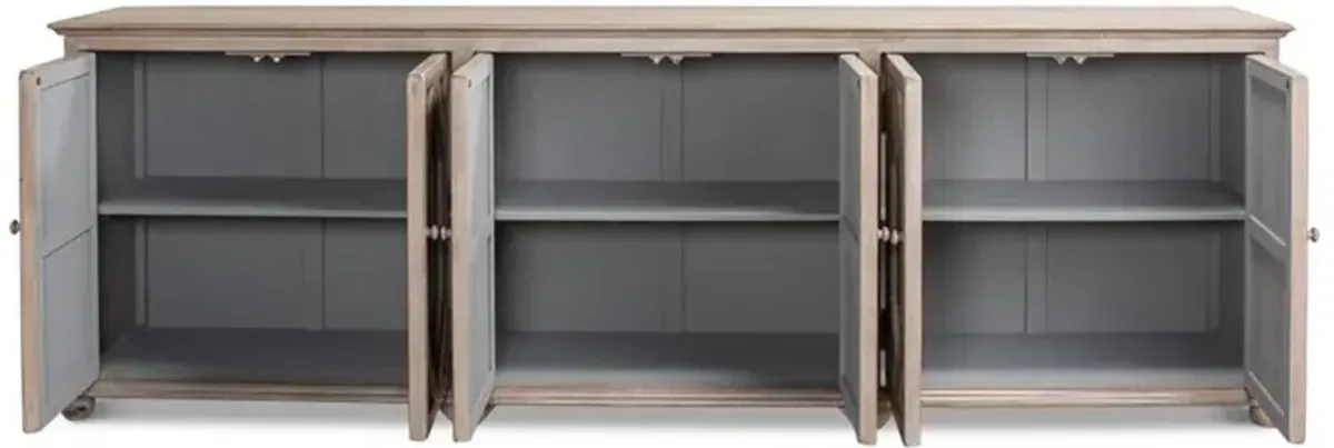 Daniel French Country Grey Reclaimed Pine Wood 6 Door Buffet Sideboard