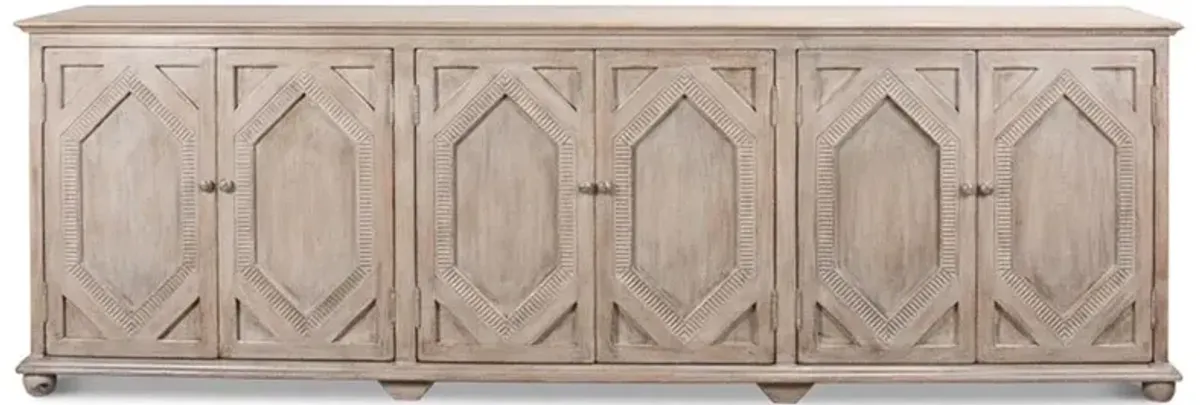 Daniel French Country Grey Reclaimed Pine Wood 6 Door Buffet Sideboard