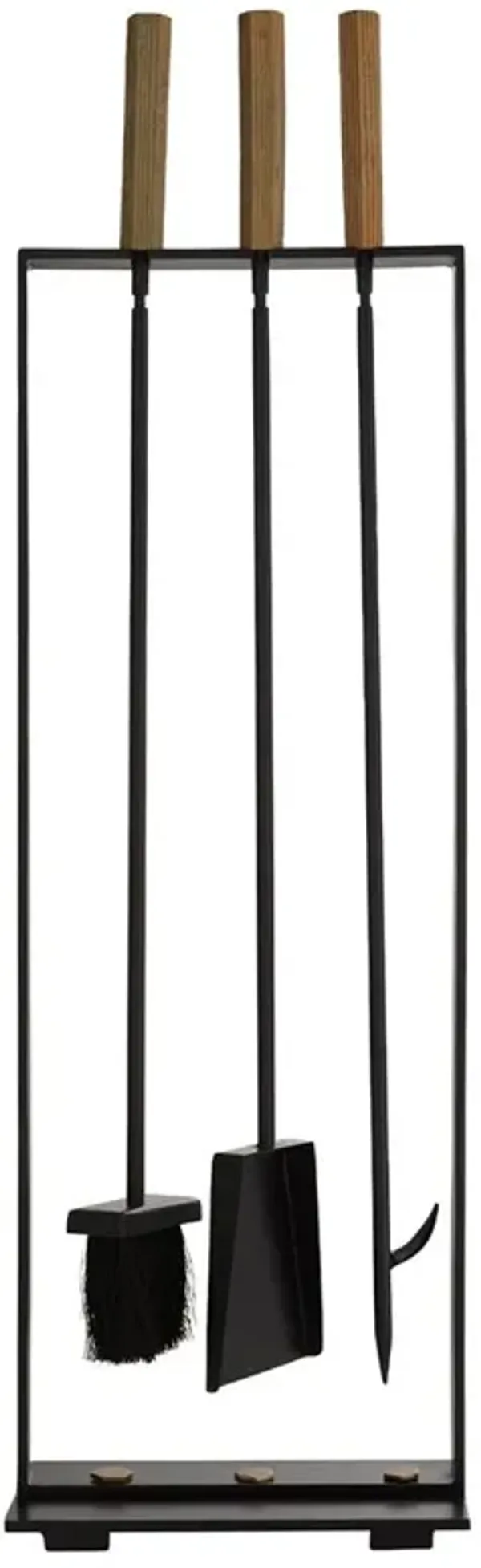 Landt Industrial Loft Black Aluminum 3 Piece Fireplace Tool Set