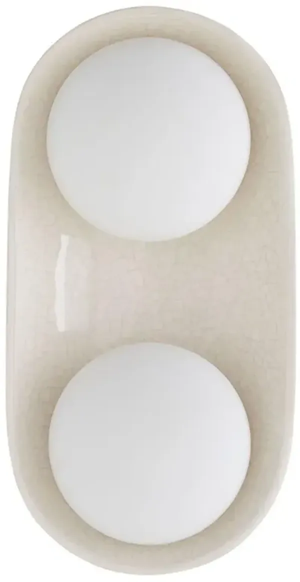 Glaze Industrial Frosted White Glass Crackled Ceramic Double Sconce