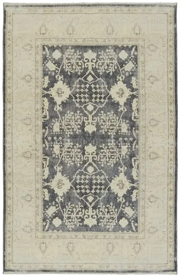 Luciana French Country Navy Cotton Medallion Patterned Rug - 2'6"x8'