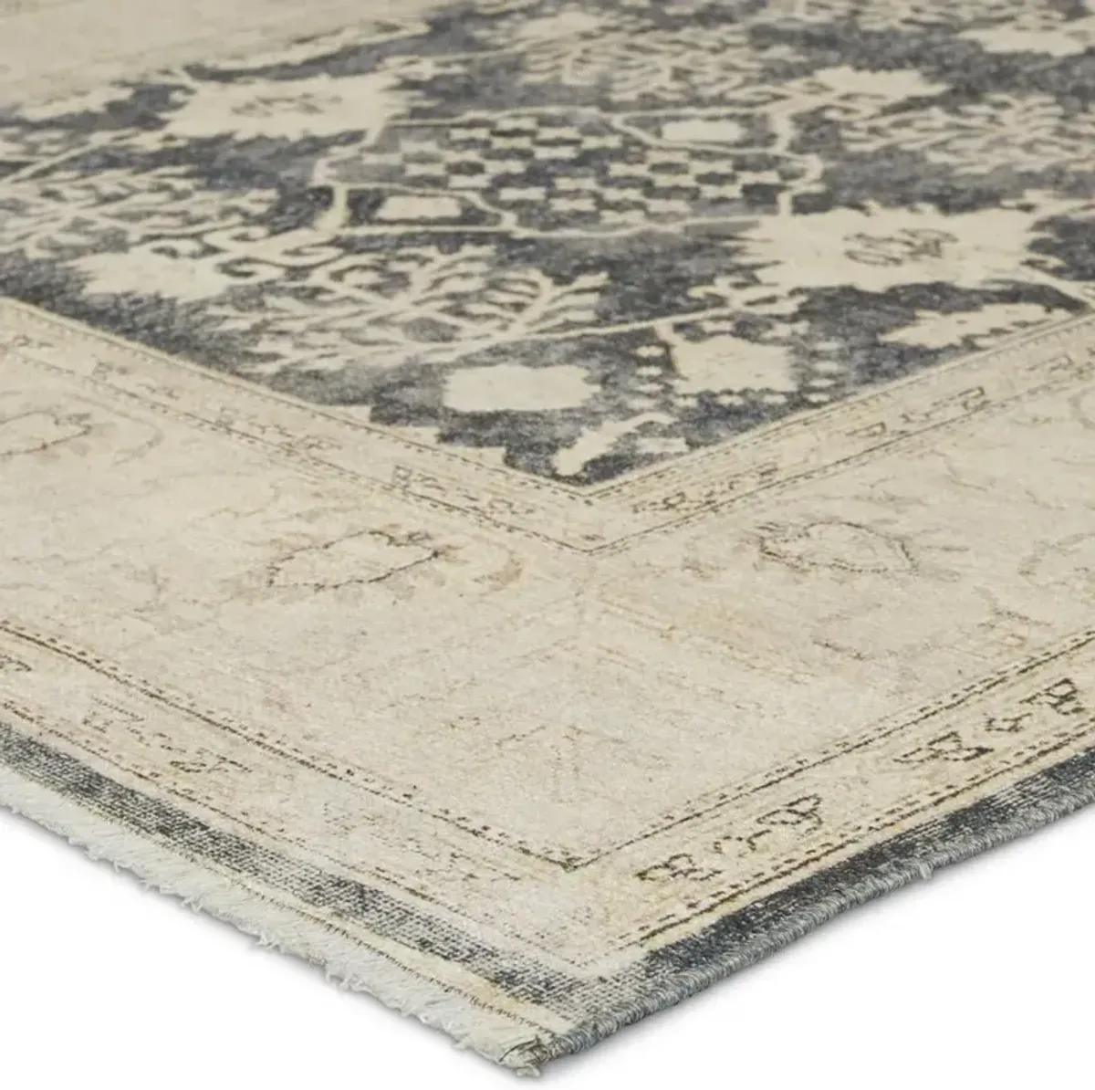 Luciana French Country Navy Cotton Medallion Patterned Rug - 5'x8'