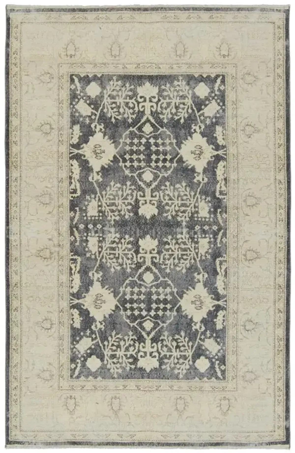 Luciana French Country Navy Cotton Medallion Patterned Rug - 5'x8'