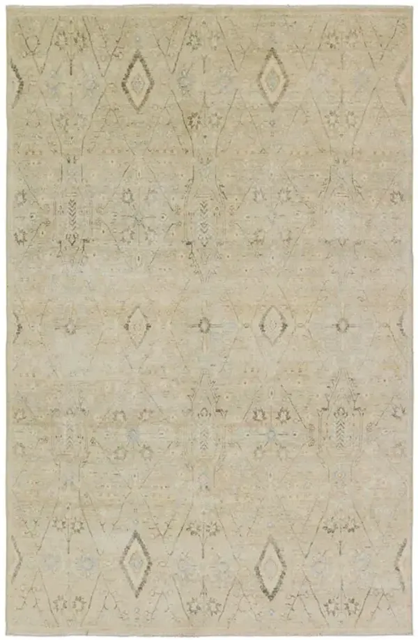 Millie Global Cream Cotton Medallion Patterned Rug - 5'x8'