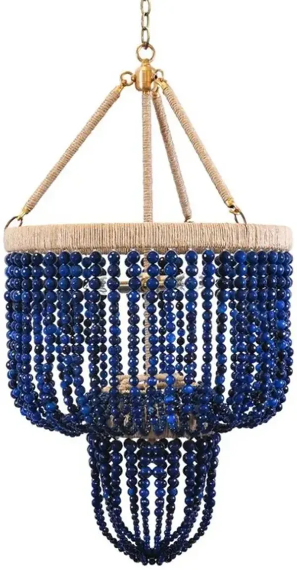 Burnett Navy Blue Agate Beads 2 Tier Shaded Chandelier