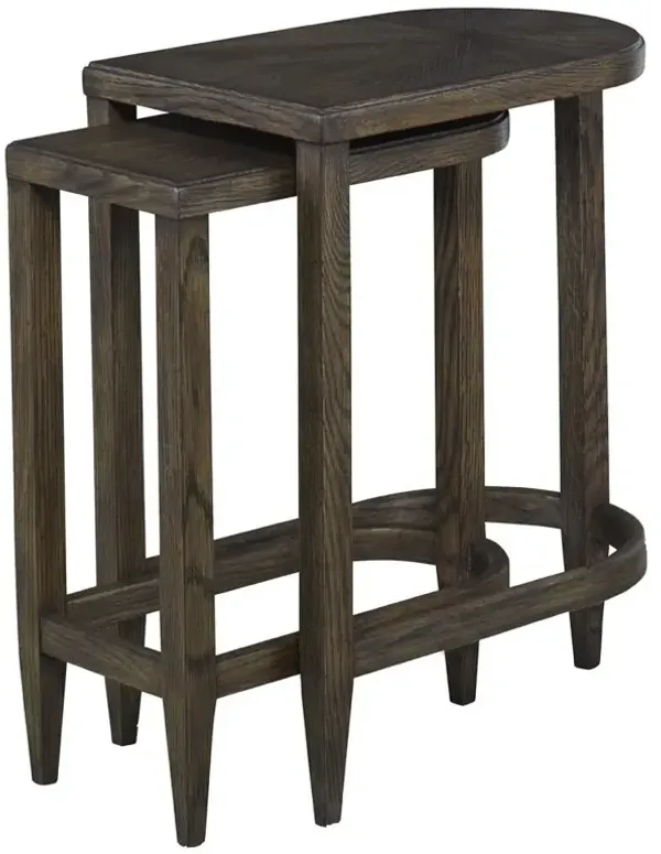 Century Jesse Rustic Lodge Dark Brown Oak Nesting Demilune Side End Table