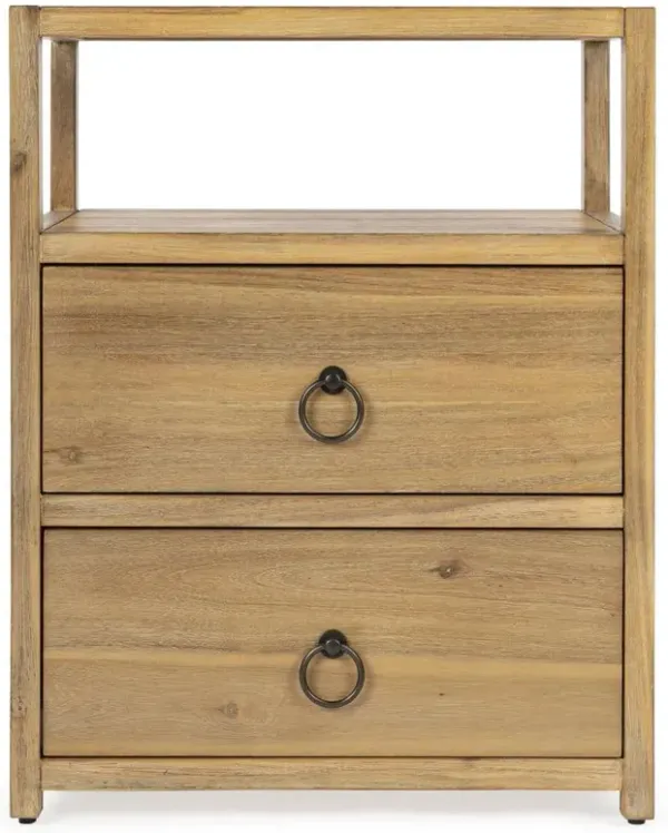 Allura Modern Classic Natural Brown Wood Nightstand