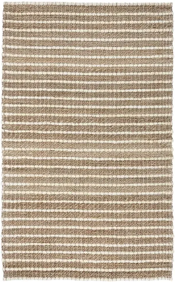 Cora Coastal Beach Brown Braided Striped Patterned Jute Rug - 8'x10'
