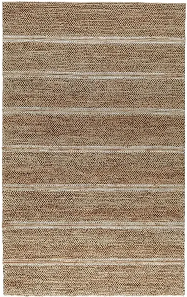 Mira Modern Classic White Striped Patterned Jute Rug - 5'x8'