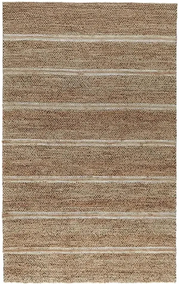Mira Modern Classic White Striped Patterned Jute Rug - 8'x10'