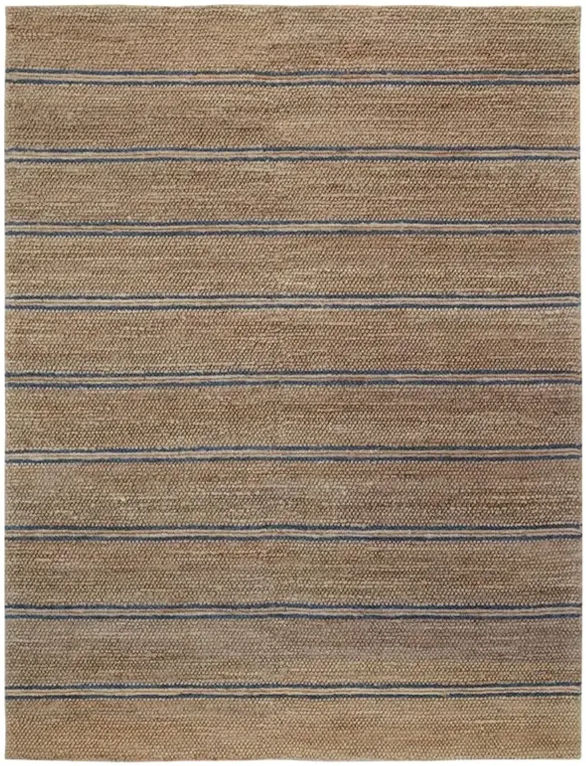 Mira Modern Classic Navy Blue Striped Patterned Jute Rug - 9'x12'