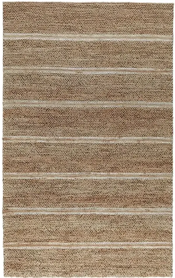 Mira Modern Classic White Striped Patterned Jute Rug - 9'x12'
