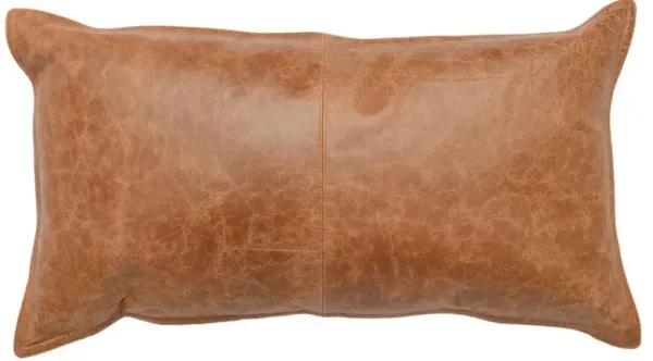 Selene Modern Classic Chestnut Brown Leather Lumbar Pillow - 14x26
