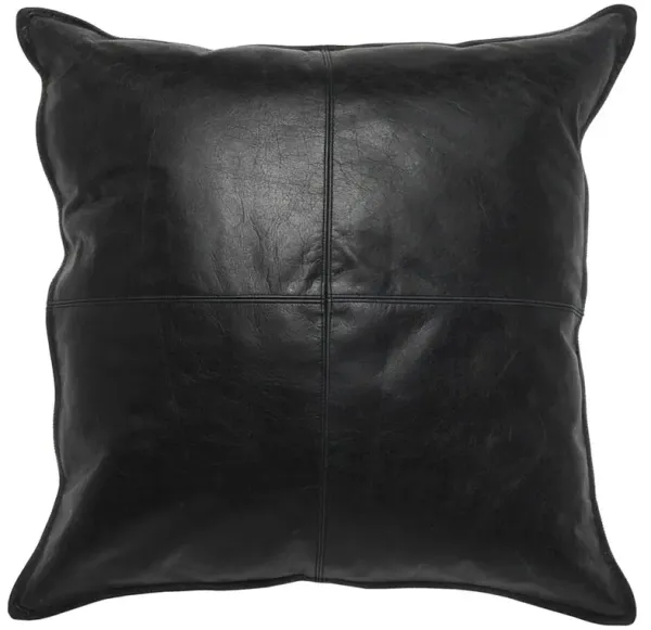 Selene Modern Classic Black Leather Throw Pillow - 22x22