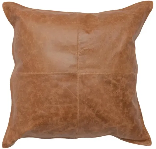 Selene Modern Classic Chestnut Brown Leather Throw Pillow - 22x22