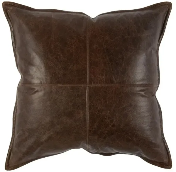 Selene Modern Classic Chocolate Brown Leather Throw Pillow - 22x22