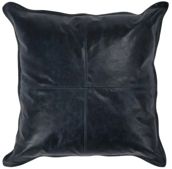 Selene Modern Classic Dark Blue Leather Throw Pillow - 22x22