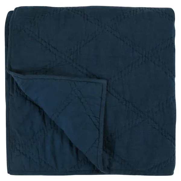 Casen Modern Classic Midnight Blue Linen Quilt - Queen
