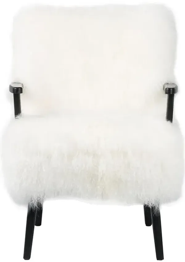 Everleigh Rustic Lodge Cream Fur Black Oak Living Room Arm Chair