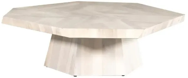 Colt Rustic Lodge Beige Walnut Wood Geometric Pedestal Coffee Table