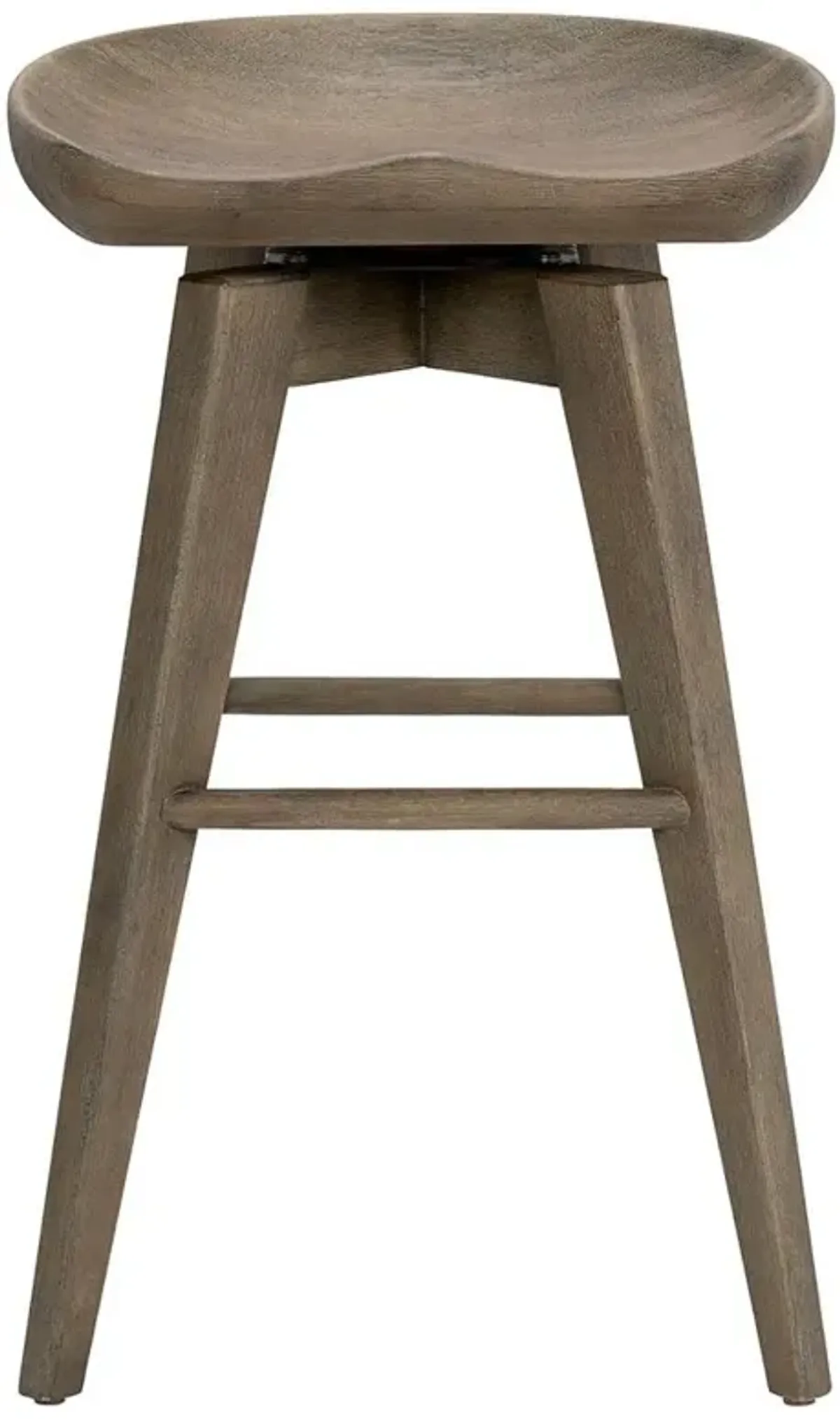 Parnel Rustic Lodge Dark Brown Solid Wood Swivel Backless Counter Stool