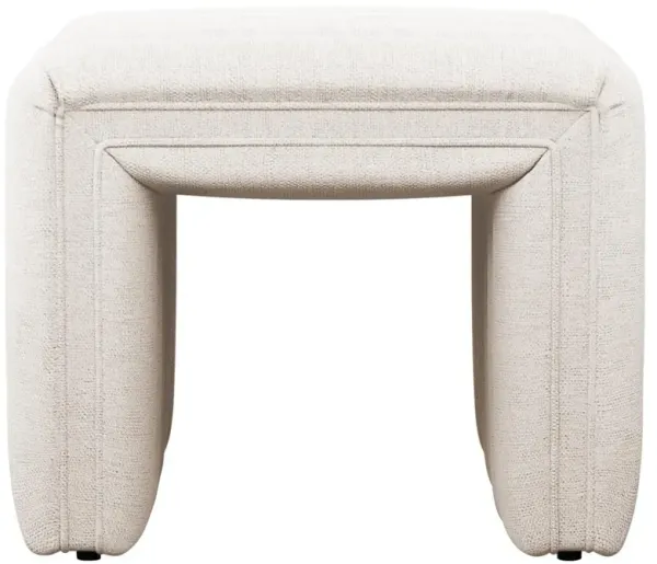 Leo Mid Century Modern Beige Performance Tufted Square Ottoman