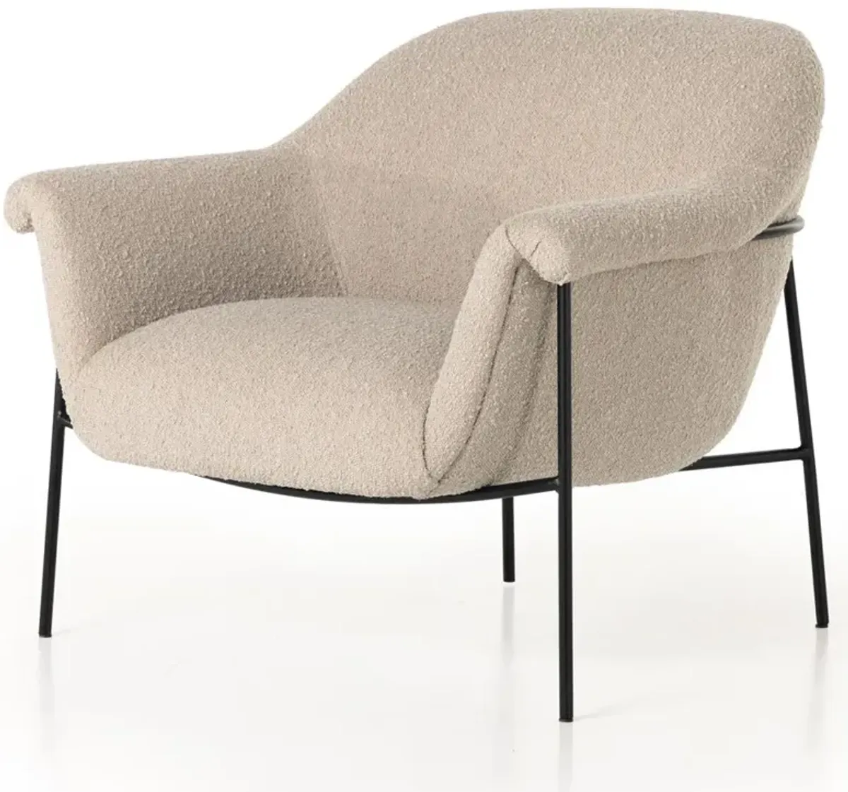 Zeltzin Modern Classic Cream Performance Boucle Black Iron Arm Chair