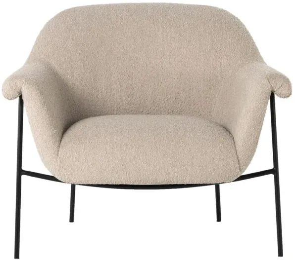 Zeltzin Modern Classic Cream Performance Boucle Black Iron Arm Chair