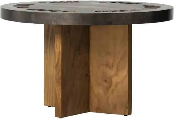 Mateu Rustic Lodge Natural Brown Wood Pedestal Round Poker Game Table