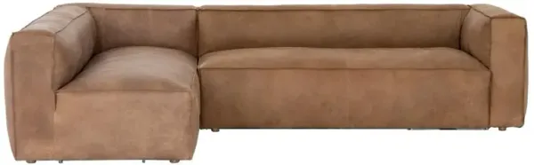 Domatillo Rustic Brown Upholstered Leather 2 Piece Sectional - RAF - 120"Wx80"W