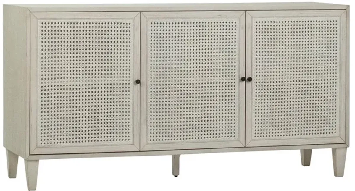 Gabriel Coastal Beach White Acacia Wood Woven Rattan Sideboard - 66"
