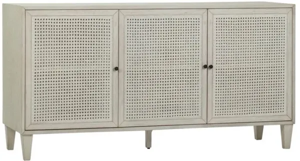 Gabriel Coastal Beach White Acacia Wood Woven Rattan Sideboard - 66"