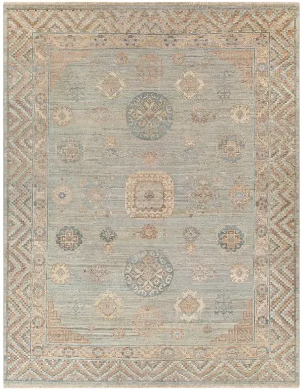 Kalakoa Global Bazaar Brown Wool Chevron Border Patterned Hand Knotted Rug - 8'x10'