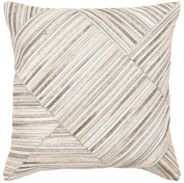 Alelia Modern Classic Cream Leather Stripe Decorative Throw Pillow - 20x20