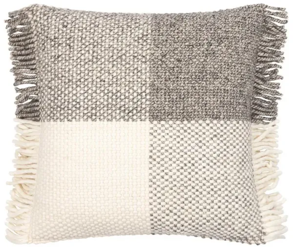 Pietro Coastal Beach Cream Wool Fringed Decorative Throw Pillow - 22x22