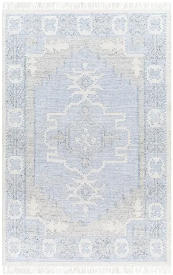 Azurya Global Bazaar Blue Geometric Patterned Indoor Outdoor Rug - 2'6"x8'