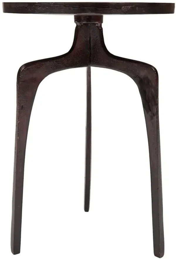 Suzannah Industrial Loft Bronze Reclaimed Aluminum Tray Top Round End Table