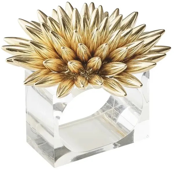 Stellar Hollywood Regency Gold Metal Bead Napkin Ring - Set of 4