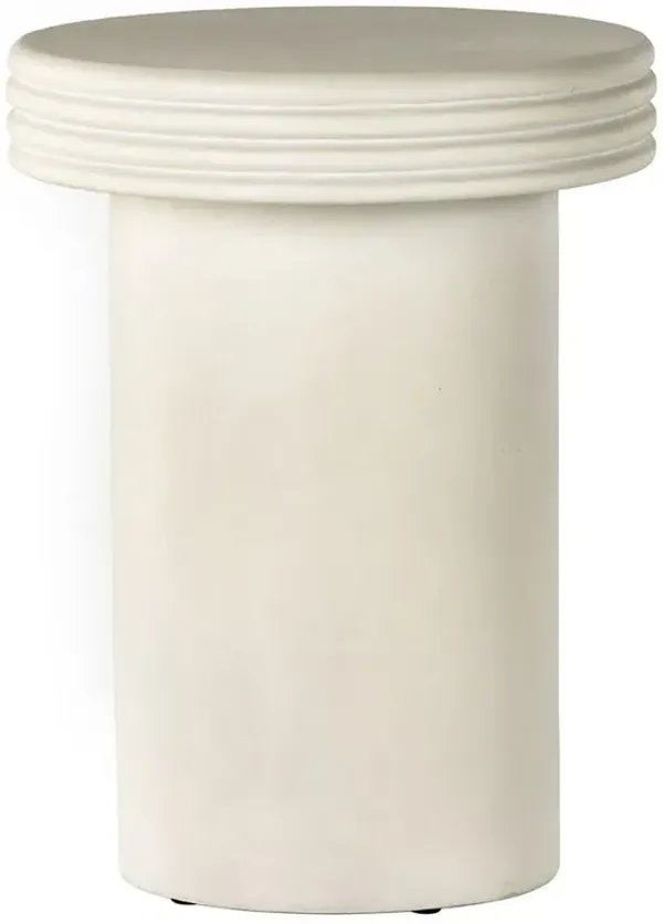 Zaynah Industrial Loft White Concrete Round Pedestal Outdoor End Table - Small