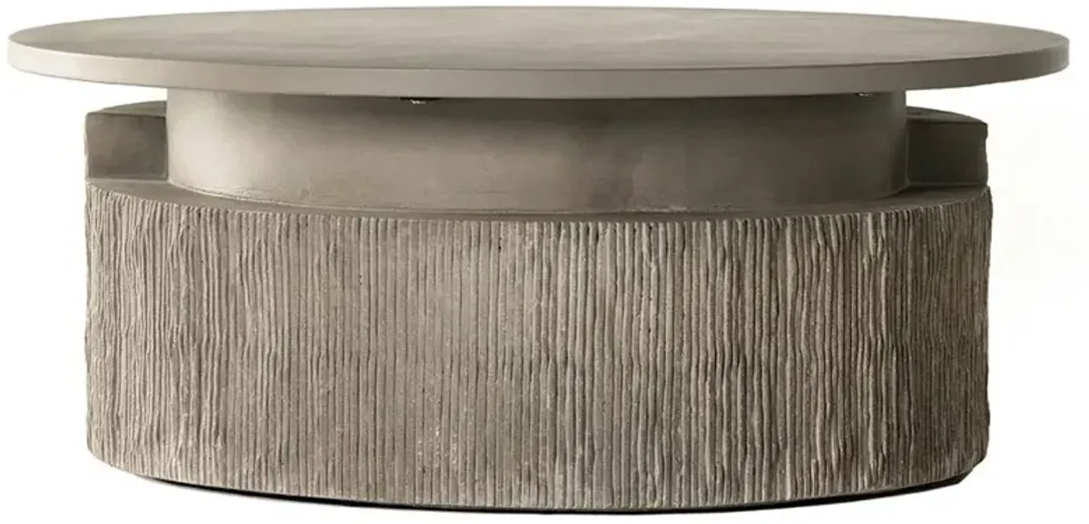 Lawson Industrial Loft Grey Textured Concrete Round Outdoor Coffee Table