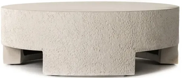 Kingston Industrial Loft White Textured Concrete Round Drum Outdoor Coffee Table