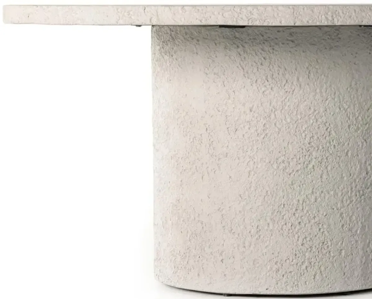 Lucienne Industrial Loft White Concrete Round Outdoor Dining Table - 60"W