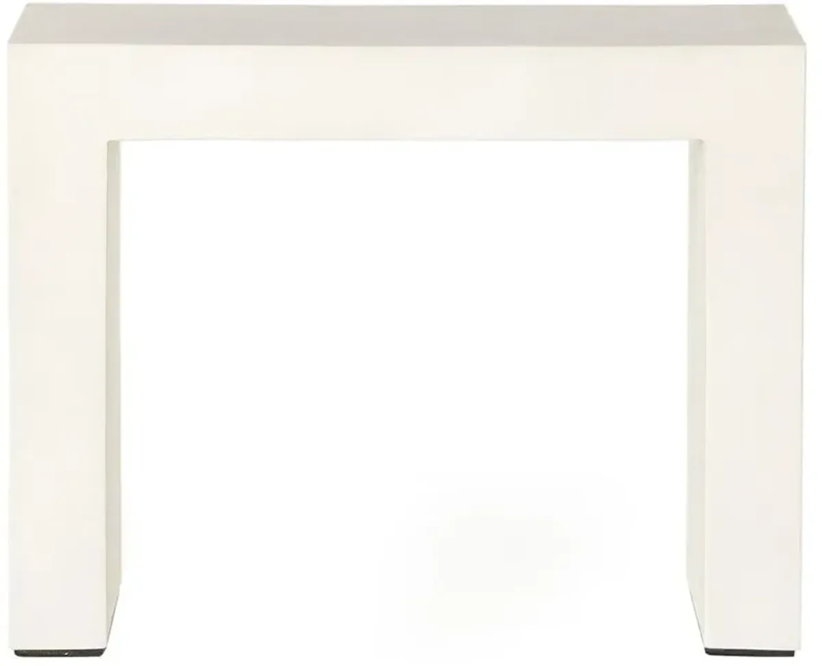 Tricia Industrial Loft Off White Concrete Rectangular Outdoor End Table