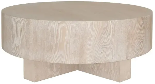 Worlds Away Oslo French Country Brown Oak Round Drum Coffee Table