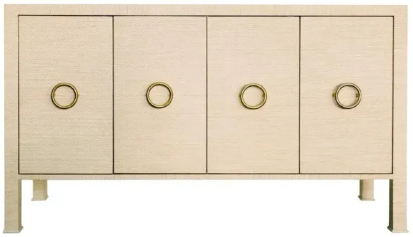 Worlds Away Rue Mid Century Modern Natural Grasscloth Buffet